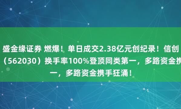 盛金缘证券 燃爆！单日成交2.38亿元创纪录！信创ETF基金（562030）换手率100%登顶同类第一，多路资金携手狂涌！