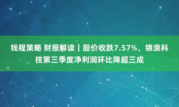 钱程策略 财报解读｜股价收跌7.57%，锦浪科技第三季度净利润环比降超三成